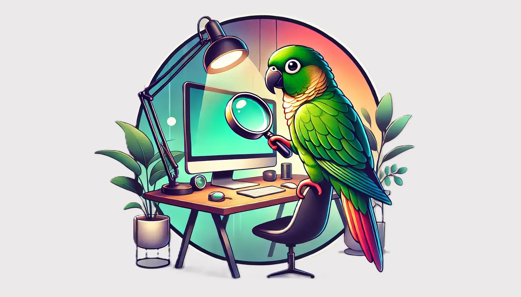 AI generated art of a parrot browsing the web